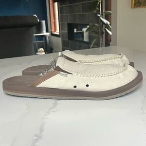 Sanuk Cream and Brown Loafers Slip-Ons